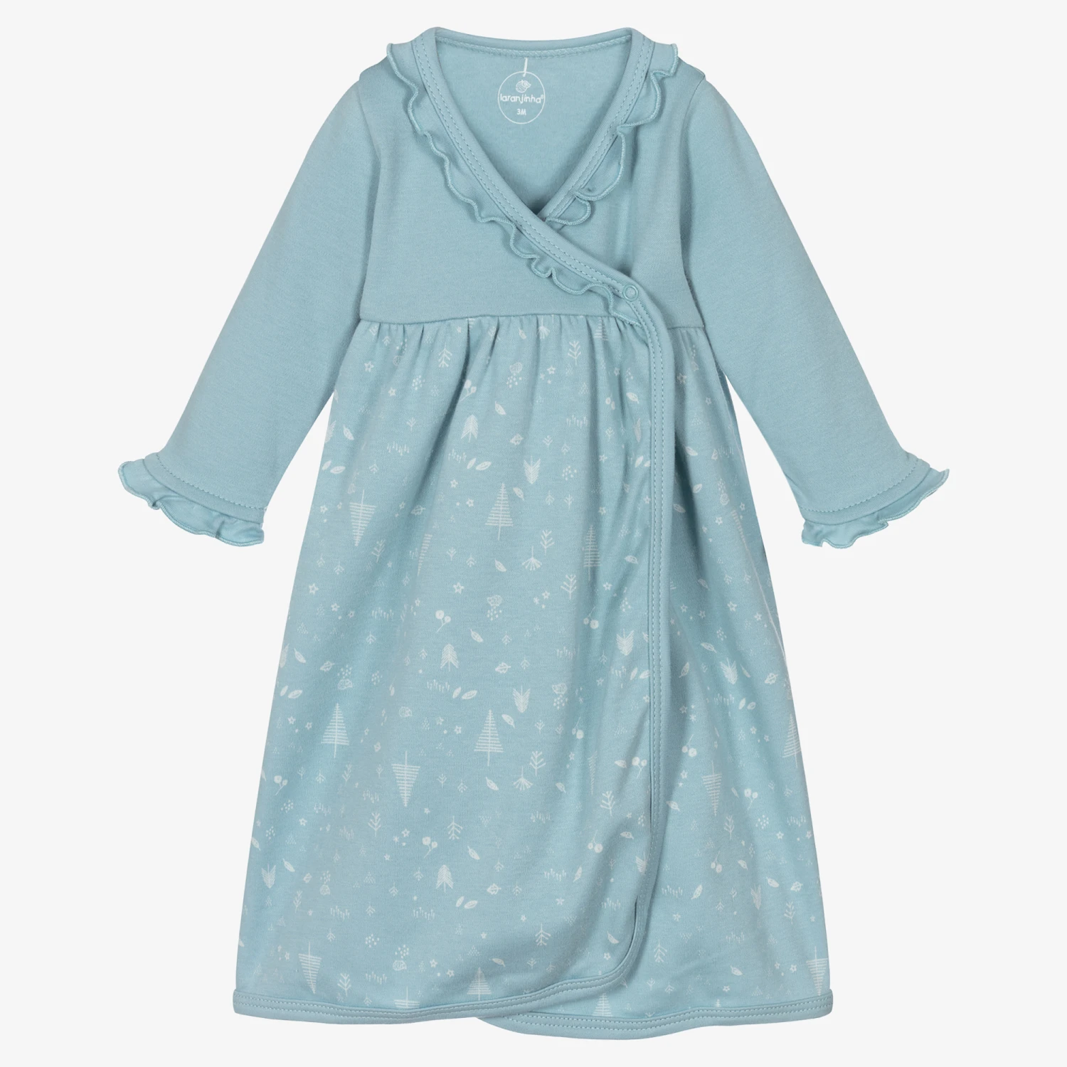 Laranjinha Baby Girls Blue Cotton Dress 3 Laranjinha Baby Girls Blue Cotton Dress