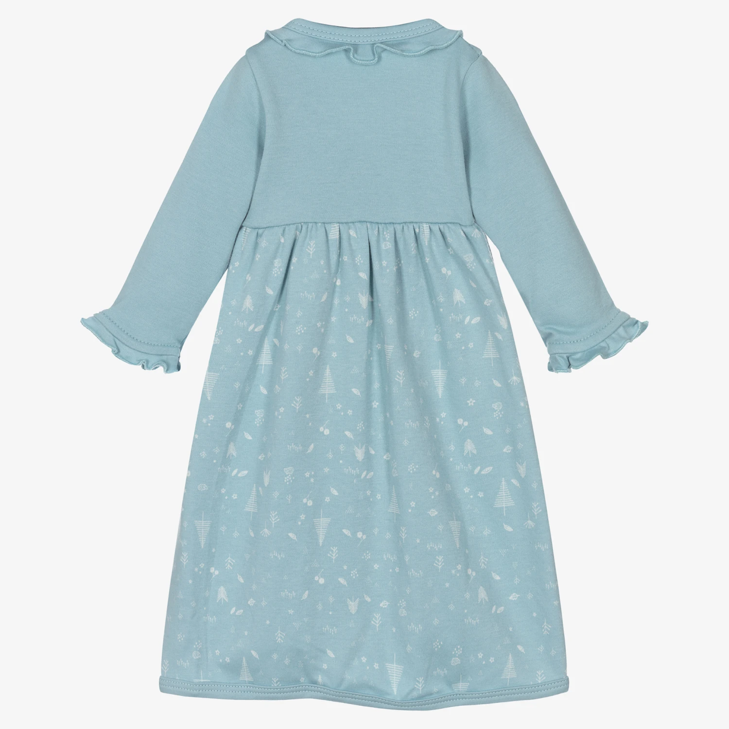 Laranjinha Baby Girls Blue Cotton Dress 4 Laranjinha Baby Girls Blue Cotton Dress - Image 2