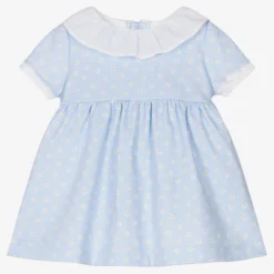 Laranjinha Baby Girls Blue Daisy Print Dress