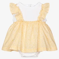 Laranjinha Baby Girls Yellow Cotton Dress
