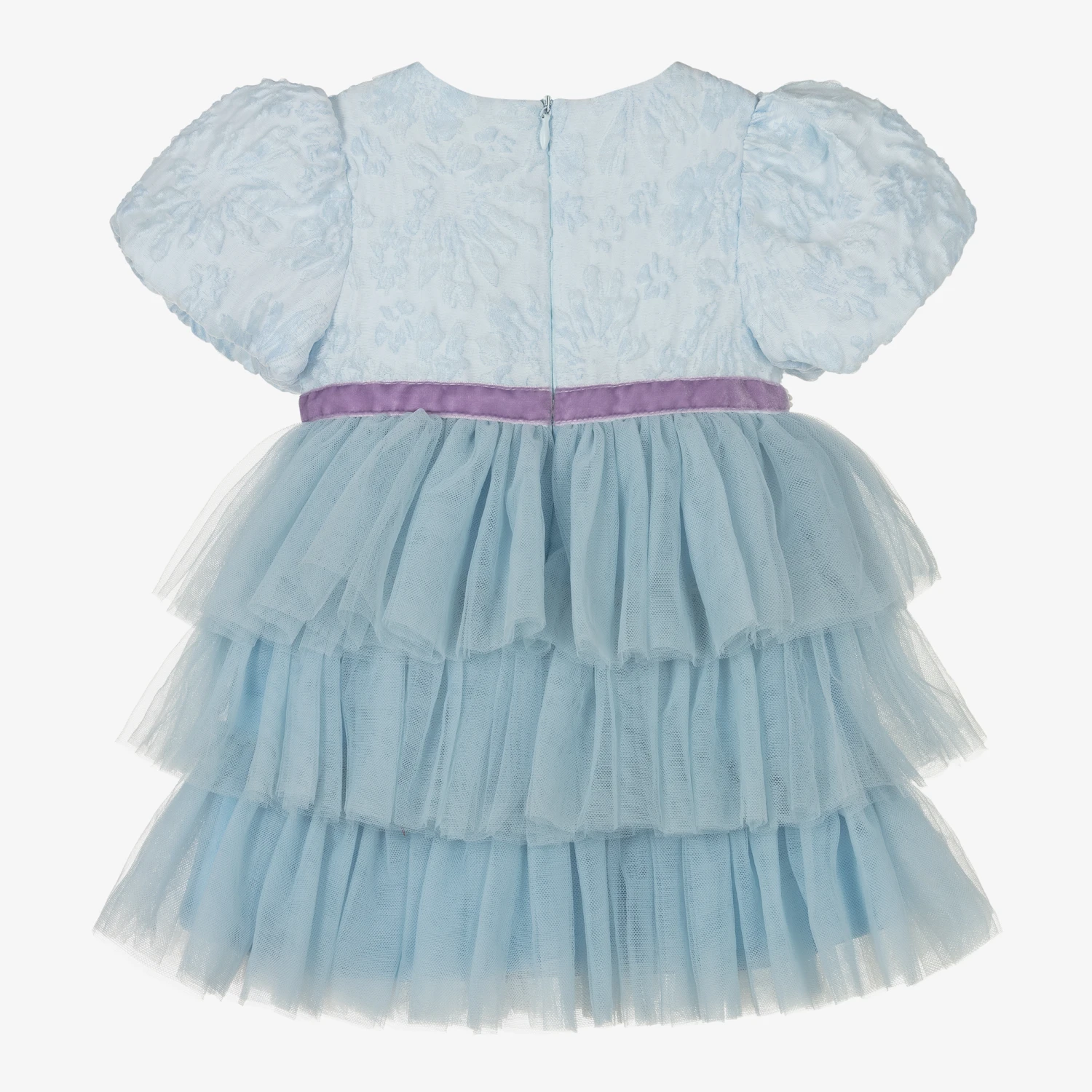 Le Mu Baby Girls Blue Brocade Dress 5 Le Mu Baby Girls Blue Brocade Dress - Image 3