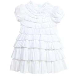 Lemon Loves Layette Baby Girls White Cotton Jersey 'Jane' Dress
