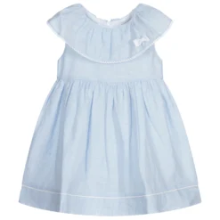 Magnolia Baby Girls Blue Linen Dress