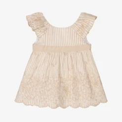 Mayoral Baby Girls Beige Striped Dress