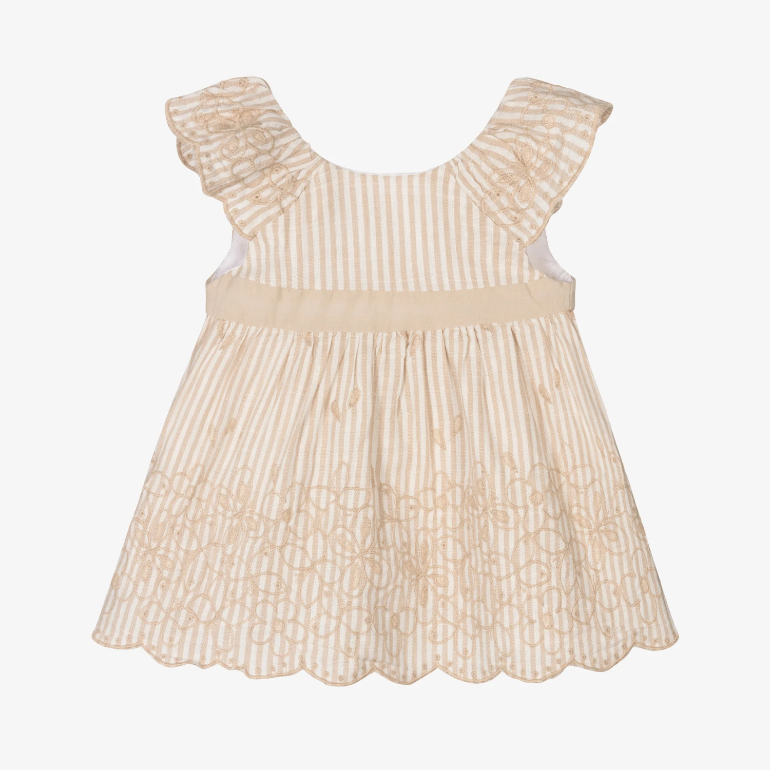 Mayoral Baby Girls Beige Striped Dress 3 Mayoral Baby Girls Beige Striped Dress