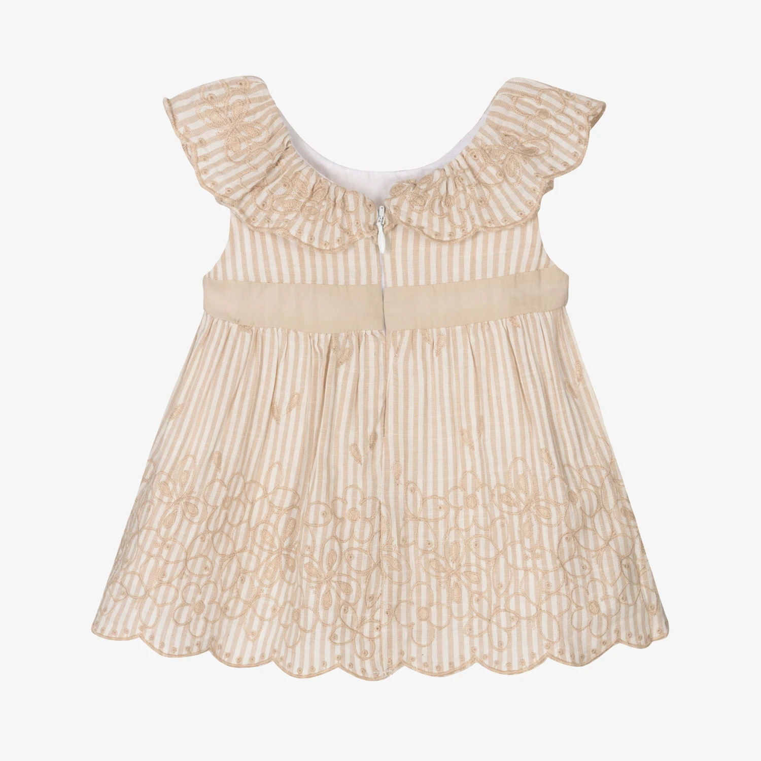 Mayoral Baby Girls Beige Striped Dress 4 Mayoral Baby Girls Beige Striped Dress - Image 2