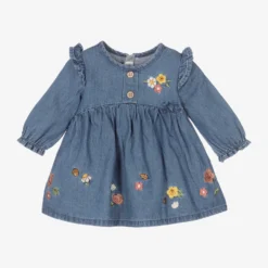 Deals Mirth Garb Store 21 Mayoral Newborn Baby Girls Blue Chambray Dress
