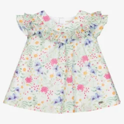 Mayoral Baby Girls Green Cotton Floral Dress