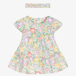 Mayoral Baby Girls Green Cotton Floral Dress Set