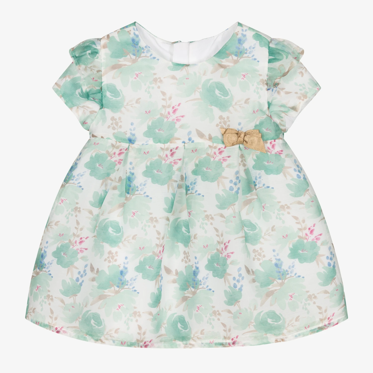 Mayoral Baby Girls Green Floral Organza Dress 3 Mayoral Baby Girls Green Floral Organza Dress