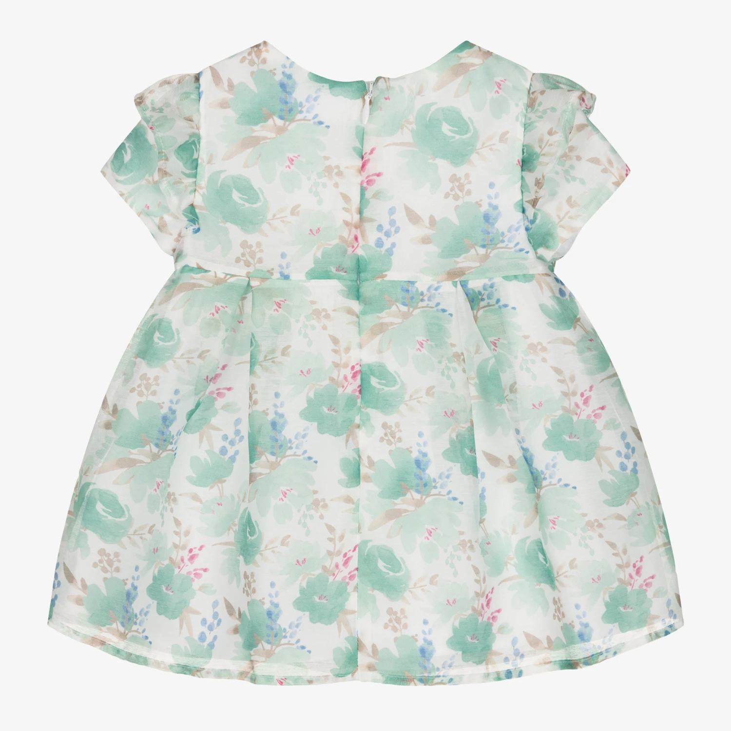 Mayoral Baby Girls Green Floral Organza Dress 4 Mayoral Baby Girls Green Floral Organza Dress - Image 2