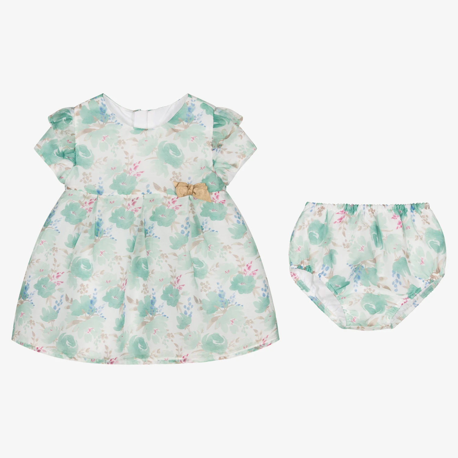 Mayoral Baby Girls Green Floral Organza Dress 5 Mayoral Baby Girls Green Floral Organza Dress - Image 3