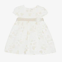 Mayoral Baby Girls Ivory & Beige Heart Organza Dress