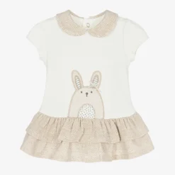 Mayoral Baby Girls Ivory Cotton Bunny Dress