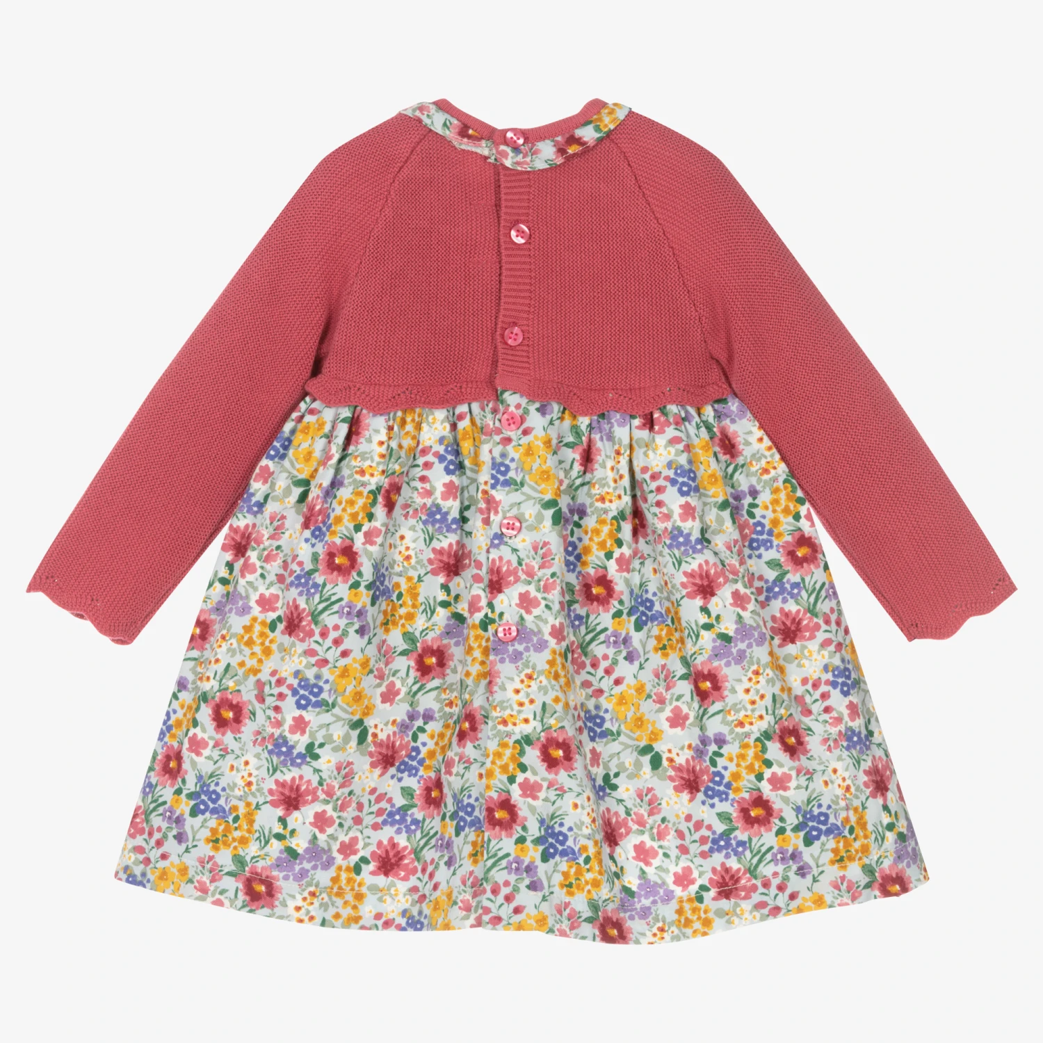 Mayoral Newborn Baby Girls Pink Floral Dress 4 Mayoral Newborn Baby Girls Pink Floral Dress - Image 2