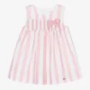 Mayoral Baby Girls Pink & White Stripe Linen Dress