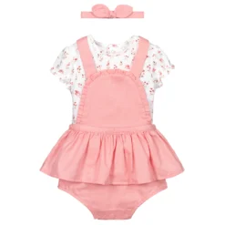 Mayoral Newborn Baby Pink Pinafore Dress Set
