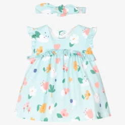 Mayoral Newborn Blue Floral Baby Dress Set