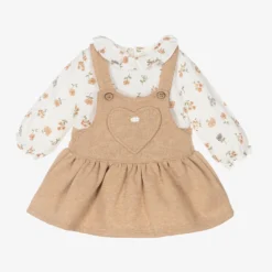 Deals Mirth Garb Store 35 Mayoral Newborn Girls Beige Pinafore Dress Set