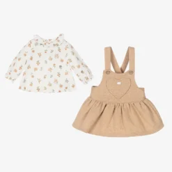 Deals Mirth Garb Store -Deals Mirth Garb Store mayoral girls beige pinafore dress set 465242 929232c95fde752e007d269c179da3982bcb9bca
