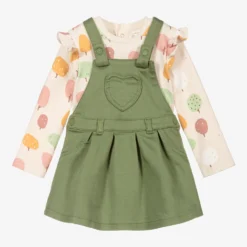 Mayoral Newborn Green Pinafore Dress Set