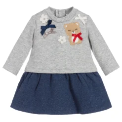 Mayoral Newborn Grey & Blue Jersey Dress