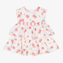 Mayoral Newborn Ivory & Pink Cherry Dress Set