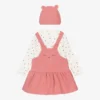 Mayoral Newborn Pink Bear Dress & Hat Set