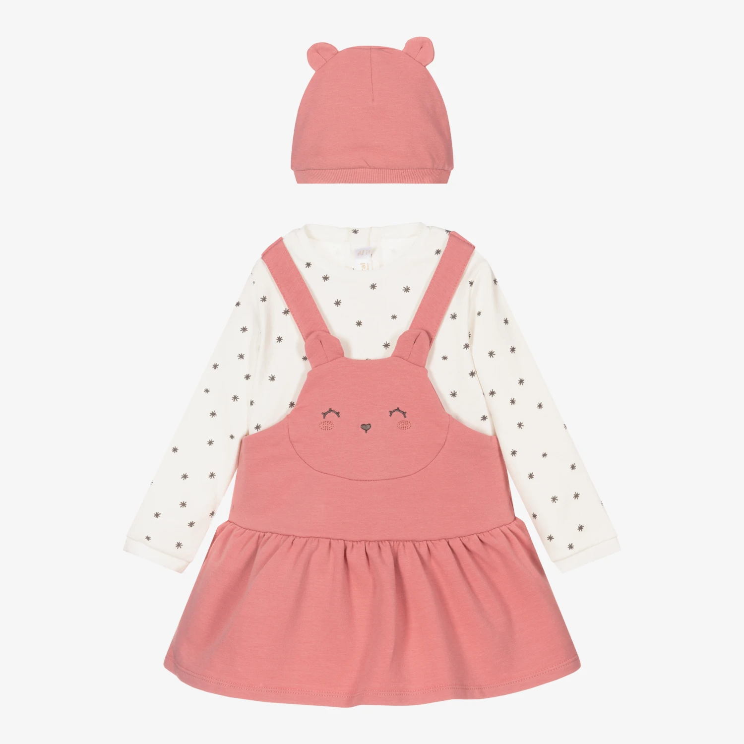 Mayoral Newborn Pink Bear Dress & Hat Set 3 Mayoral Newborn Pink Bear Dress & Hat Set