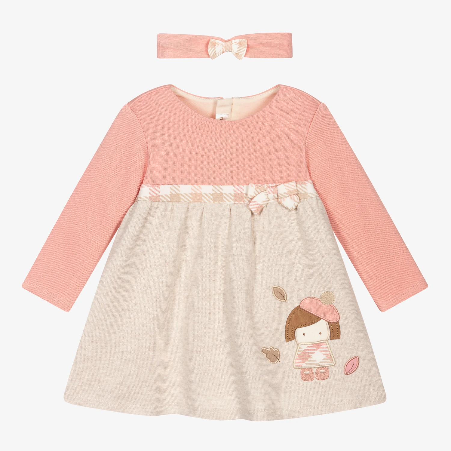 Mayoral Newborn Pink & Beige Cotton Dress Set 3 Mayoral Newborn Pink & Beige Cotton Dress Set