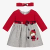 Mayoral Newborn Red & Grey Cotton Dress Set