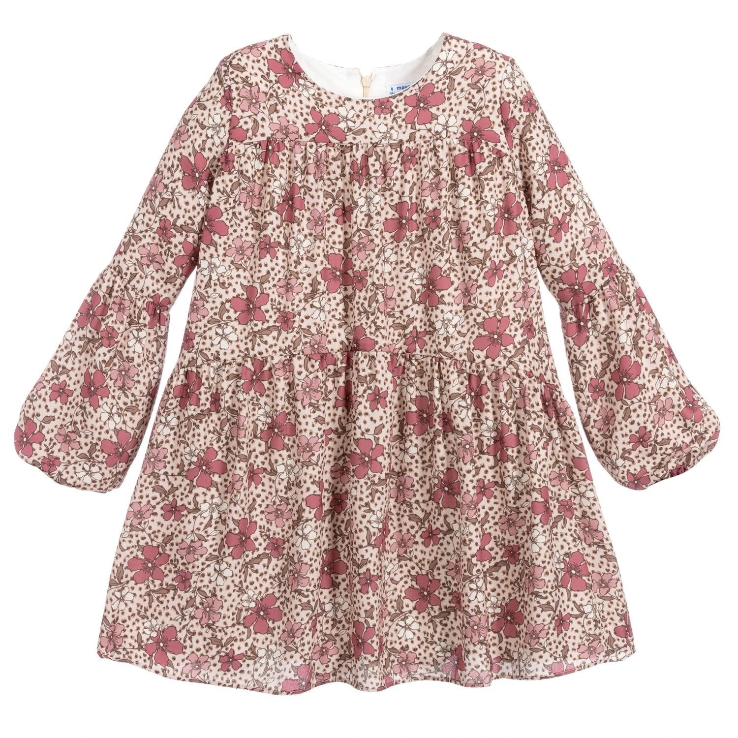 Mayoral Teen Pink & Beige Floral Dress 3 Mayoral Teen Pink & Beige Floral Dress