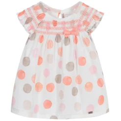 Mayoral Newborn White Cotton Baby Dress Set