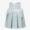 Mebi Baby Girls Blue Jacquard Dress