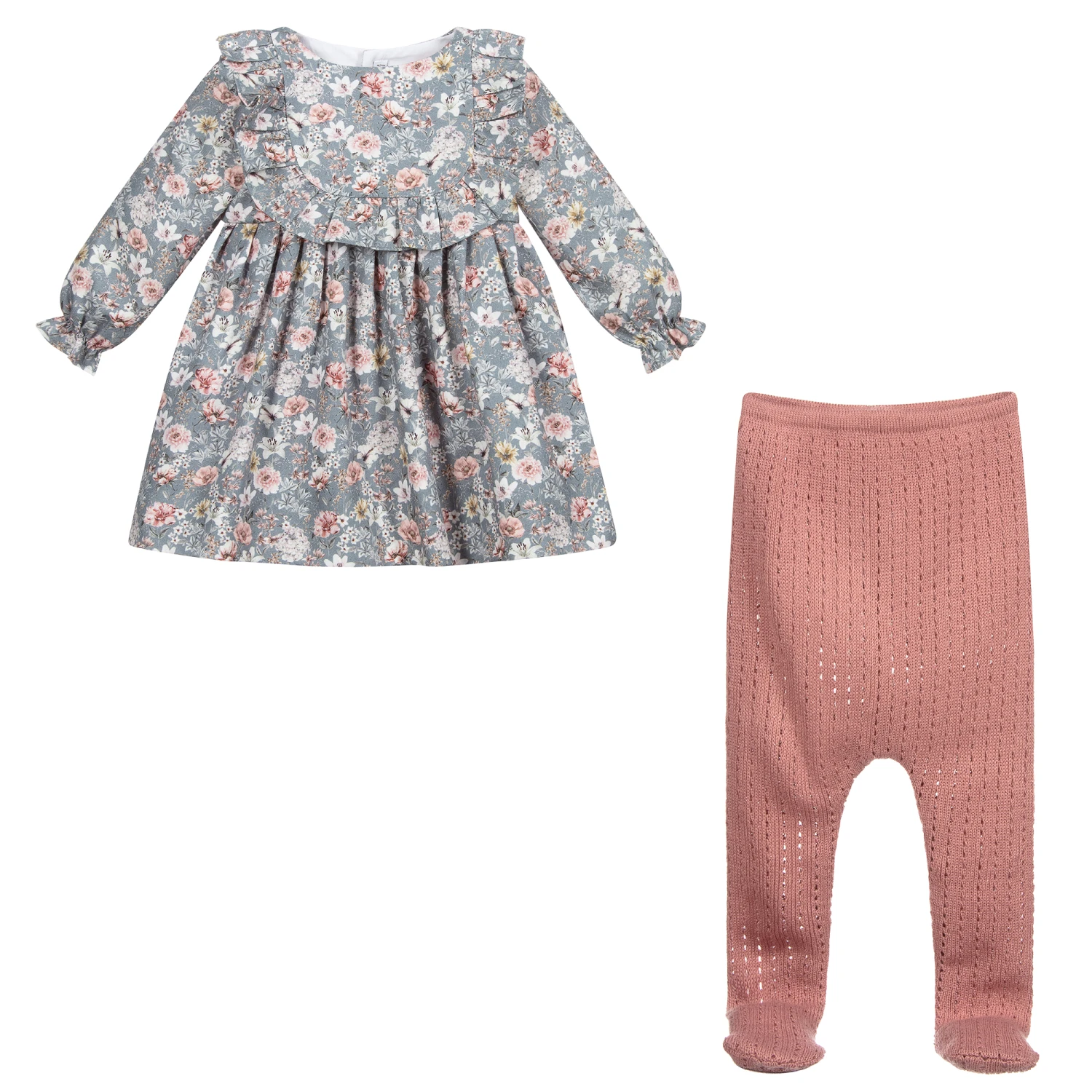 Mebi Blue Floral Cotton Dress Set 4 Mebi Blue Floral Cotton Dress Set - Image 2