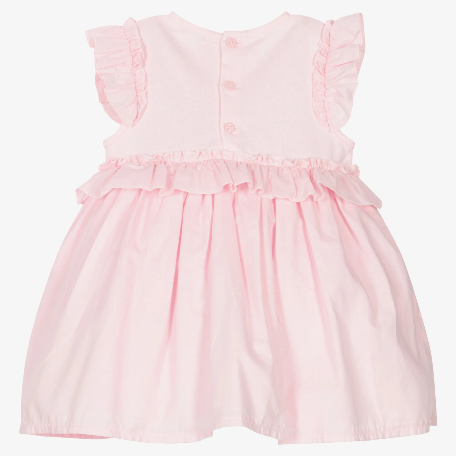 Mintini Baby Baby Girls Pink Cotton Dress 4 Mintini Baby Baby Girls Pink Cotton Dress - Image 2