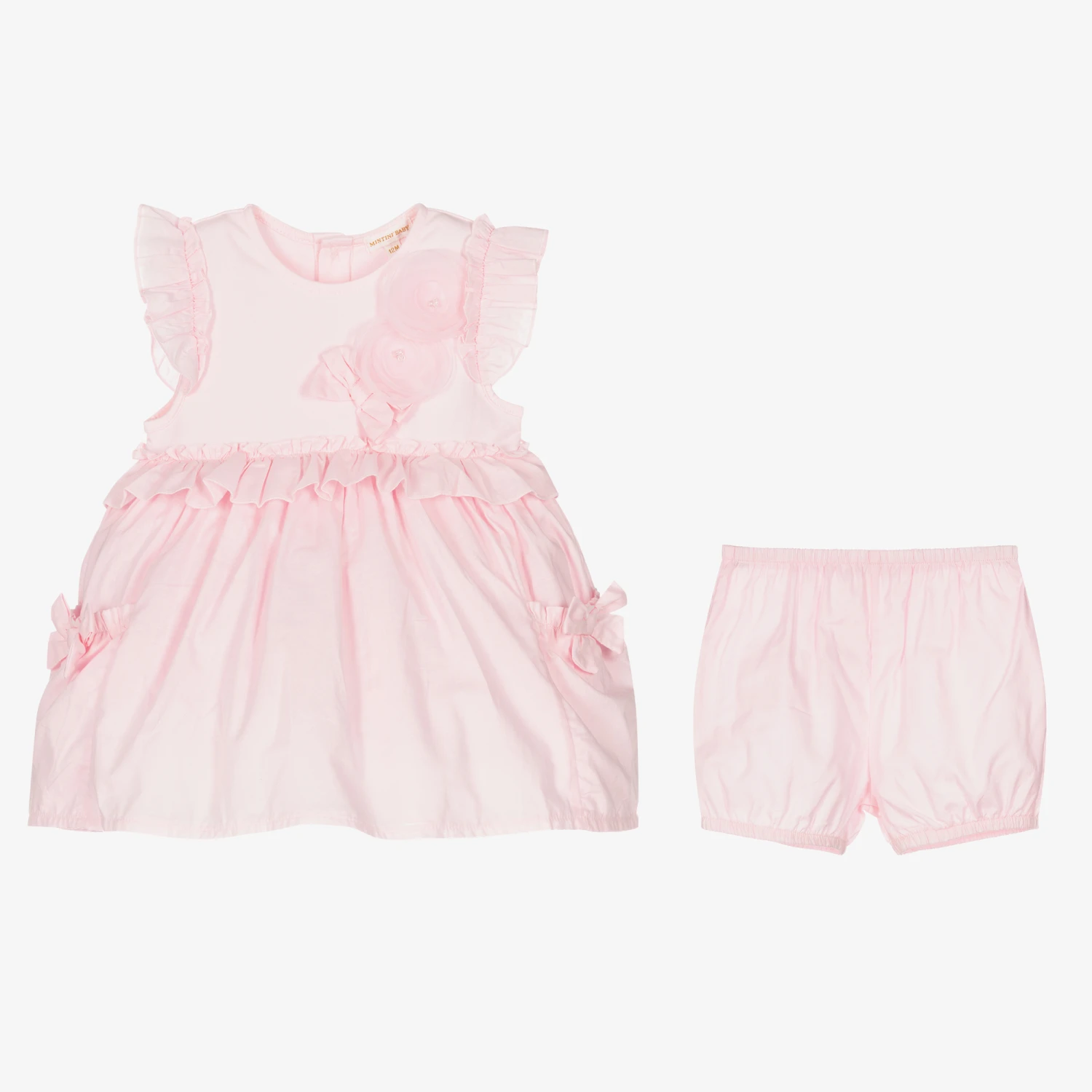 Mintini Baby Baby Girls Pink Cotton Dress 5 Mintini Baby Baby Girls Pink Cotton Dress - Image 3