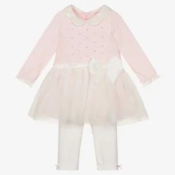 Mintini Baby Baby Girls Pink Cotton Dress Set