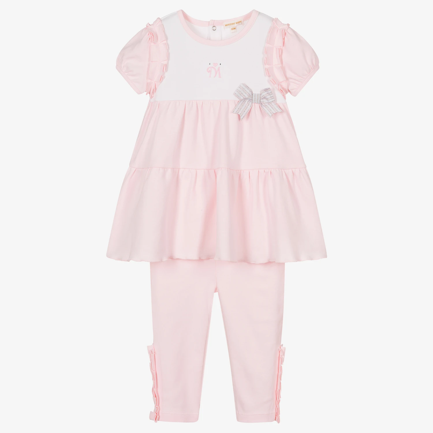 Mintini Baby Baby Girls Pink Dress & Leggings Set 3 Mintini Baby Baby Girls Pink Dress & Leggings Set