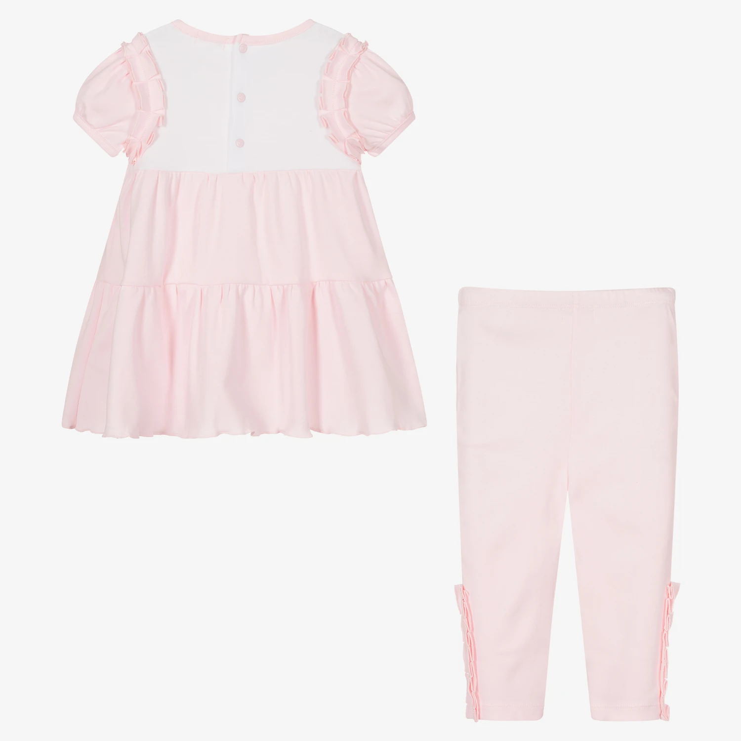 Mintini Baby Baby Girls Pink Dress & Leggings Set 5 Mintini Baby Baby Girls Pink Dress & Leggings Set - Image 3
