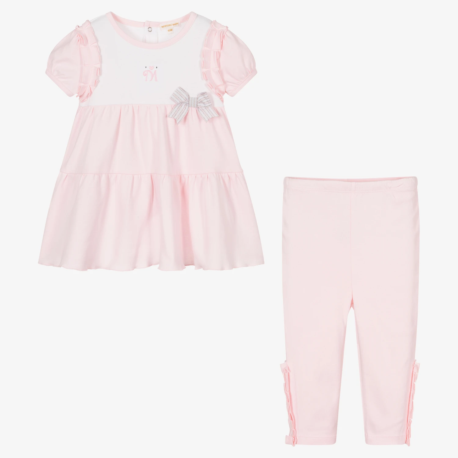 Mintini Baby Baby Girls Pink Dress & Leggings Set 4 Mintini Baby Baby Girls Pink Dress & Leggings Set - Image 2