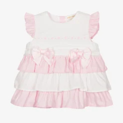 Mintini Baby Pink Cotton Baby Dress Set