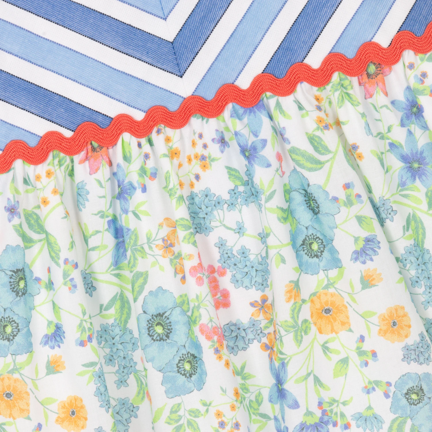 Miranda Baby Girls Blue Cotton Floral Dress 6 Miranda Baby Girls Blue Cotton Floral Dress - Image 4