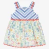 Miranda Baby Girls Blue Cotton Floral Dress