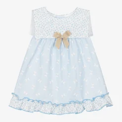 Miranda Baby Girls Blue & White Cotton Dress