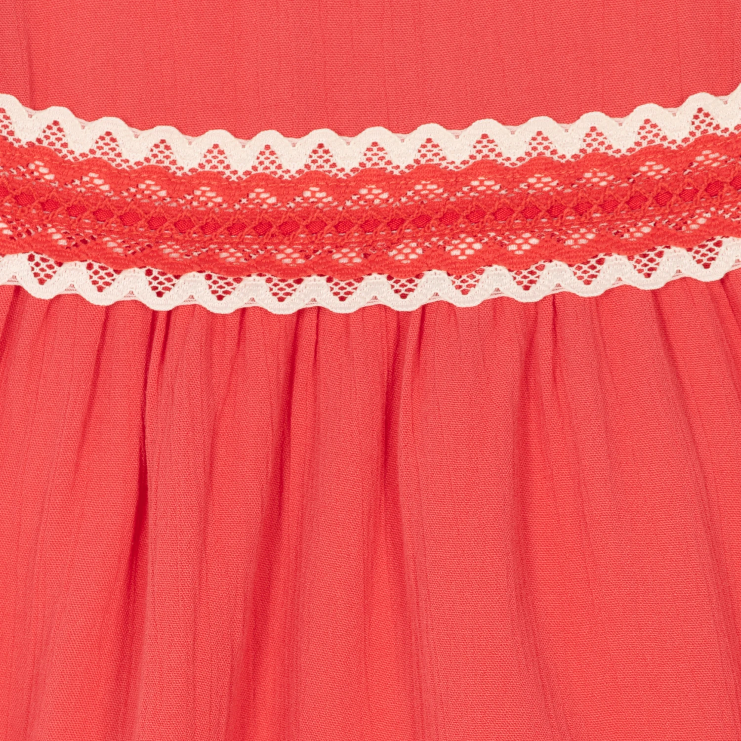 Miranda Baby Girls Coral Red Lace Dress 5 Miranda Baby Girls Coral Red Lace Dress - Image 3