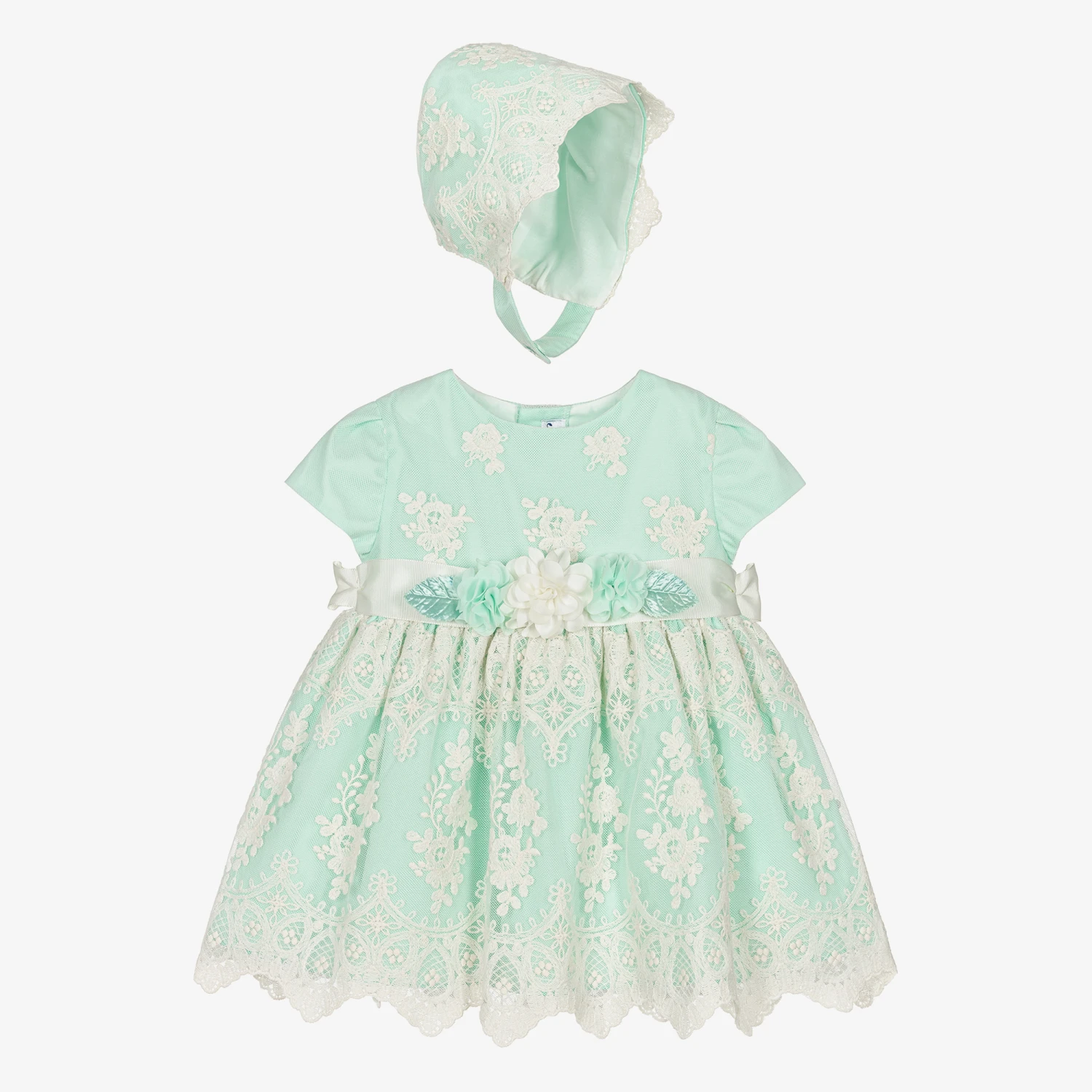 Miranda Baby Girls Green Lace Dress Set 3 Miranda Baby Girls Green Lace Dress Set