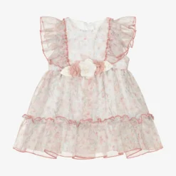 Miranda Baby Girls Pink Organza Ruffle Dress