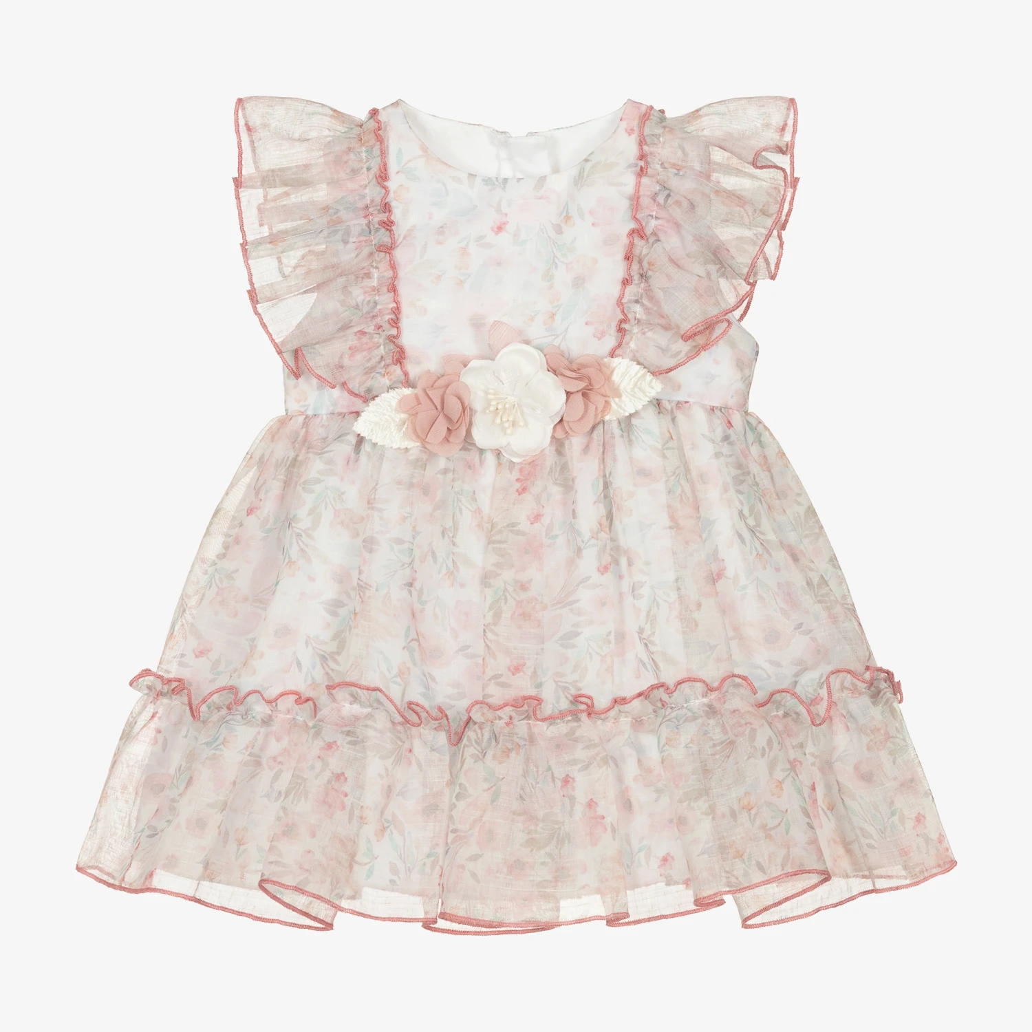 Miranda Baby Girls Pink Organza Ruffle Dress 3 Miranda Baby Girls Pink Organza Ruffle Dress