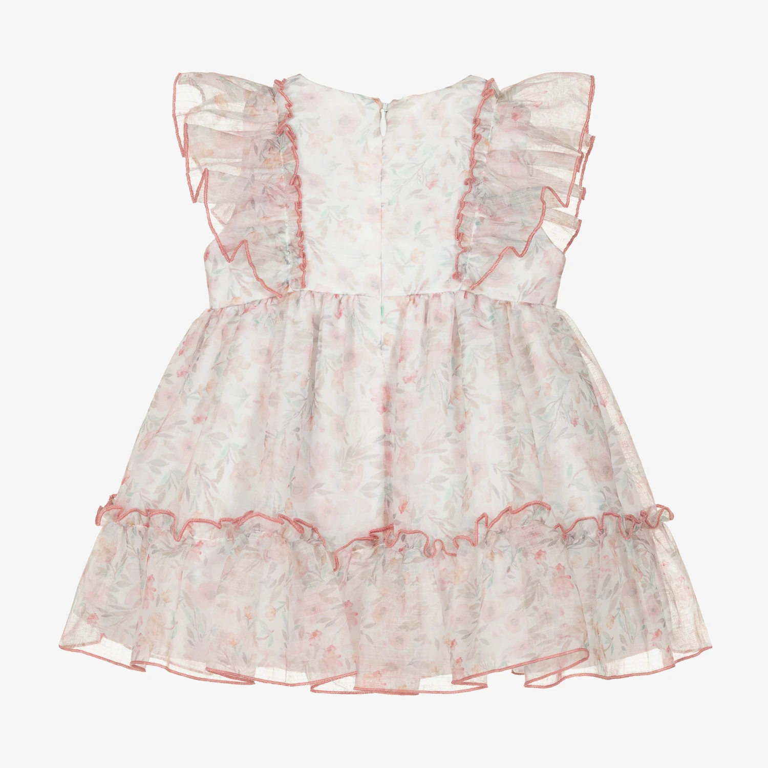 Miranda Baby Girls Pink Organza Ruffle Dress 4 Miranda Baby Girls Pink Organza Ruffle Dress - Image 2